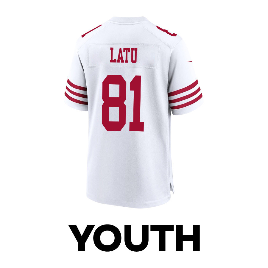 Cameron Latu 81 San Francisco 49ers Super Bowl LVIII Patch Game YOUTH Jersey - White JS5448 nicesnker - Image 3