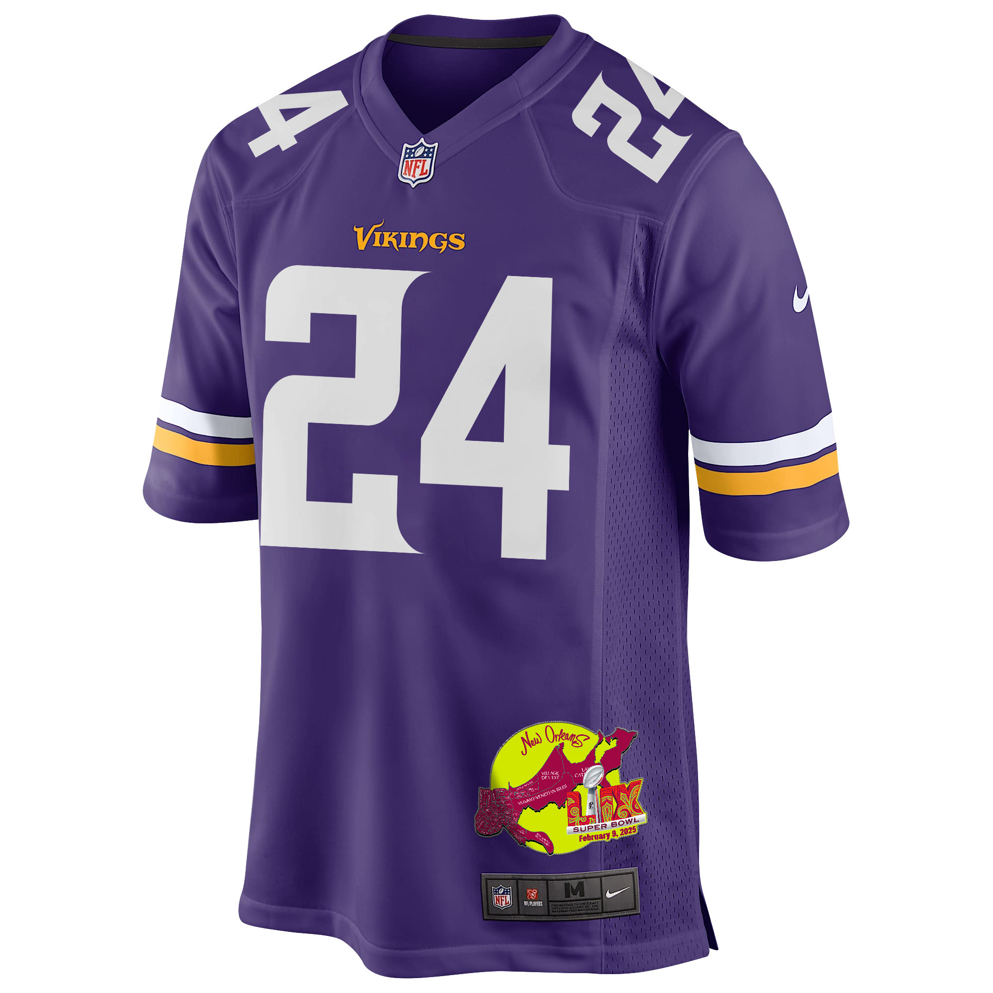 Camryn Bynum 24 Minnesota Vikings Super Bowl LIX New Orleans Patch Game Men Jersey - Purple JS2558 nicesnker - Image 3
