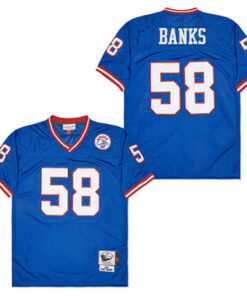 Carl Banks 58 New York Giants Spider Lockhart 43 Patch Throwback Men Jersey - Blue JS8576 nicesnker
