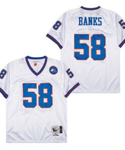 Carl Banks 58 New York Giants Spider Lockhart 43 Patch Throwback Men Jersey - White JS4566 nicesnker