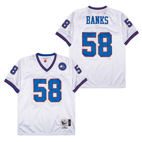 Carl Banks 58 New York Giants Spider Lockhart 43 Patch Throwback Men Jersey - White JS4566 nicesnker