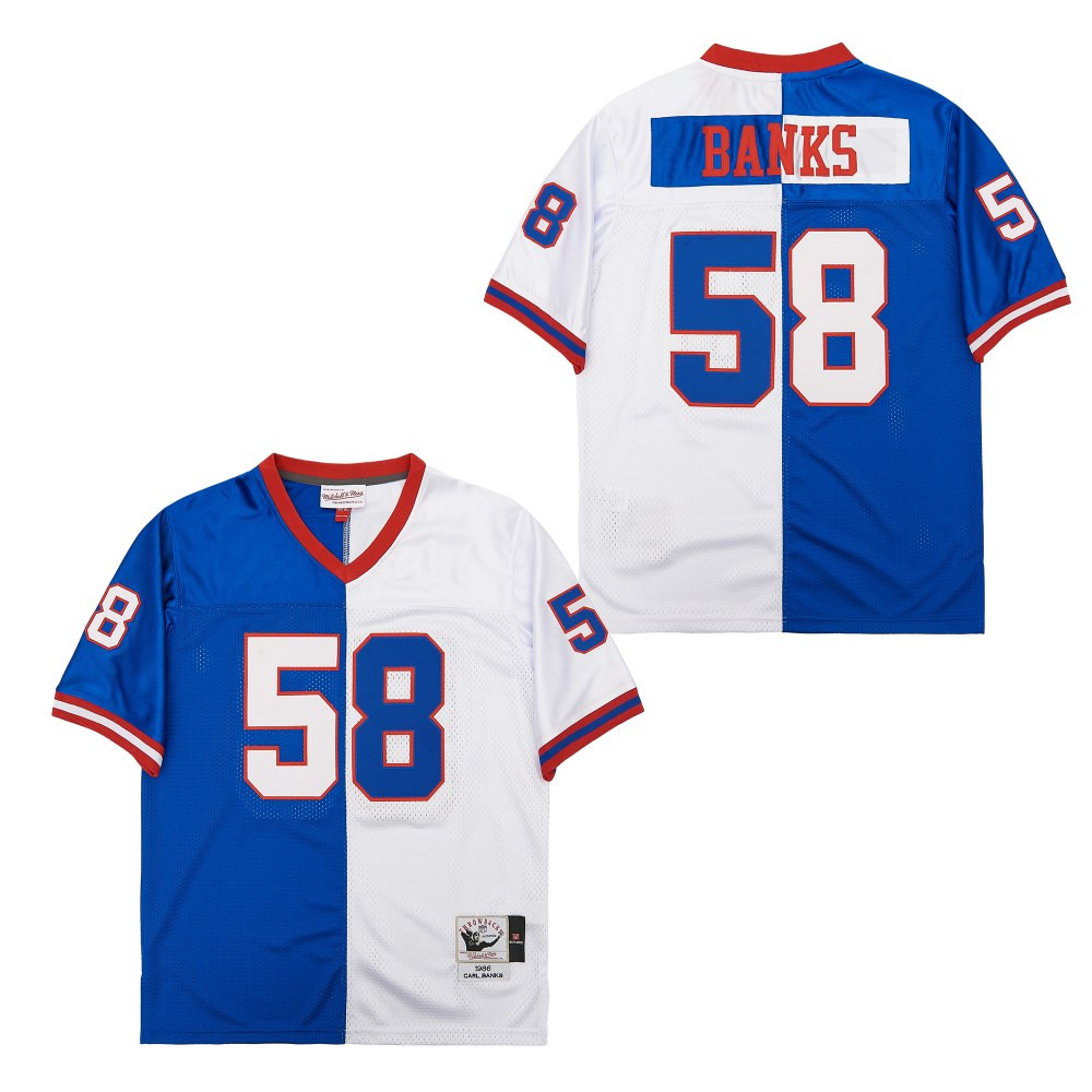Carl Banks 58 New York Giants Two-Toned Throwback Men Jersey - Blue/White JS8339 nicesnker - Image 2