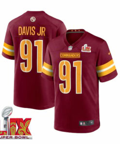 Carl Davis Jr. #91 Washington Commanders Super Bowl LIX Jersey - Men's - Burgundy JS4150 nicesnker