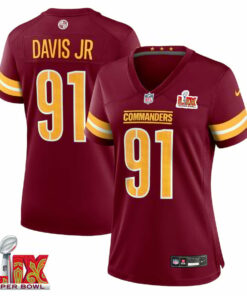 Carl Davis Jr. #91 Washington Commanders Super Bowl LIX Women's Jersey - Burgundy JS9431 nicesnker