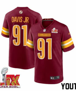 Carl Davis Jr. #91 Washington Commanders Super Bowl LIX Youth Jersey - Burgundy JS3870 nicesnker
