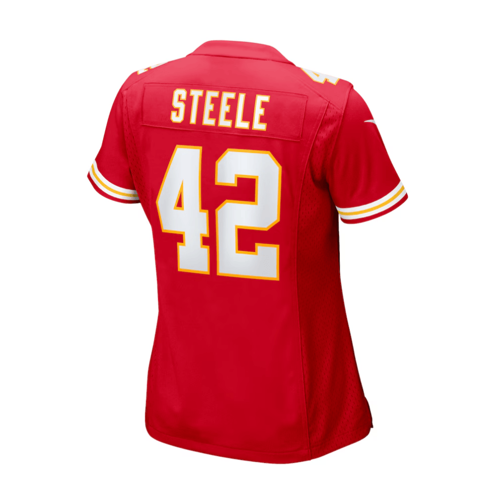 Carson Steele 42 Kansas City Chiefs 2025 Pro Bowl Patch Women Game Jersey - Red JS9459 nicesnker - Image 2
