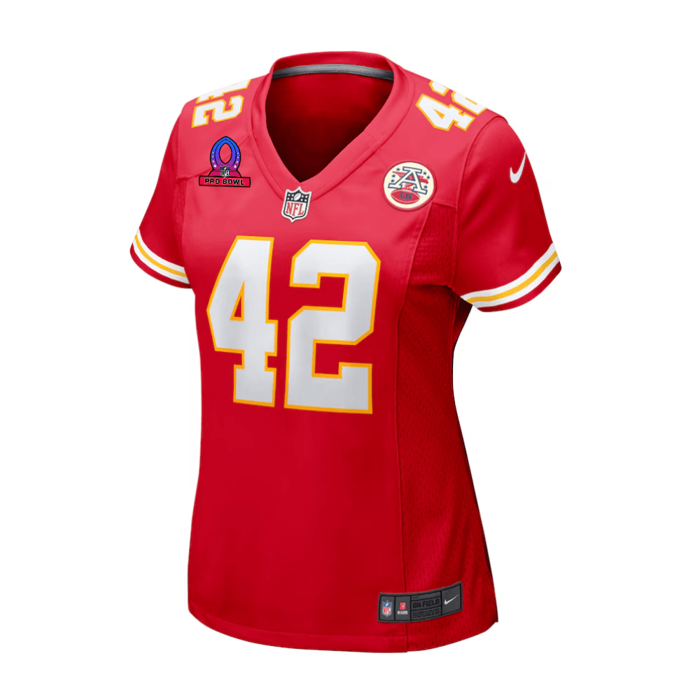 Carson Steele 42 Kansas City Chiefs 2025 Pro Bowl Patch Women Game Jersey - Red JS9459 nicesnker - Image 3