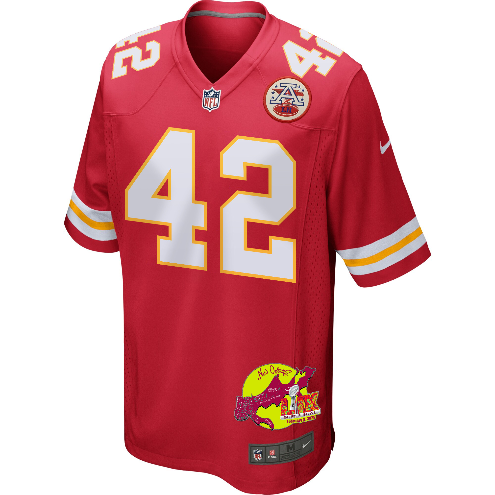 Carson Steele 42 Kansas City Chiefs Super Bowl LIX New Orleans Patch Game Men Jersey - Red JS9471 nicesnker - Image 3