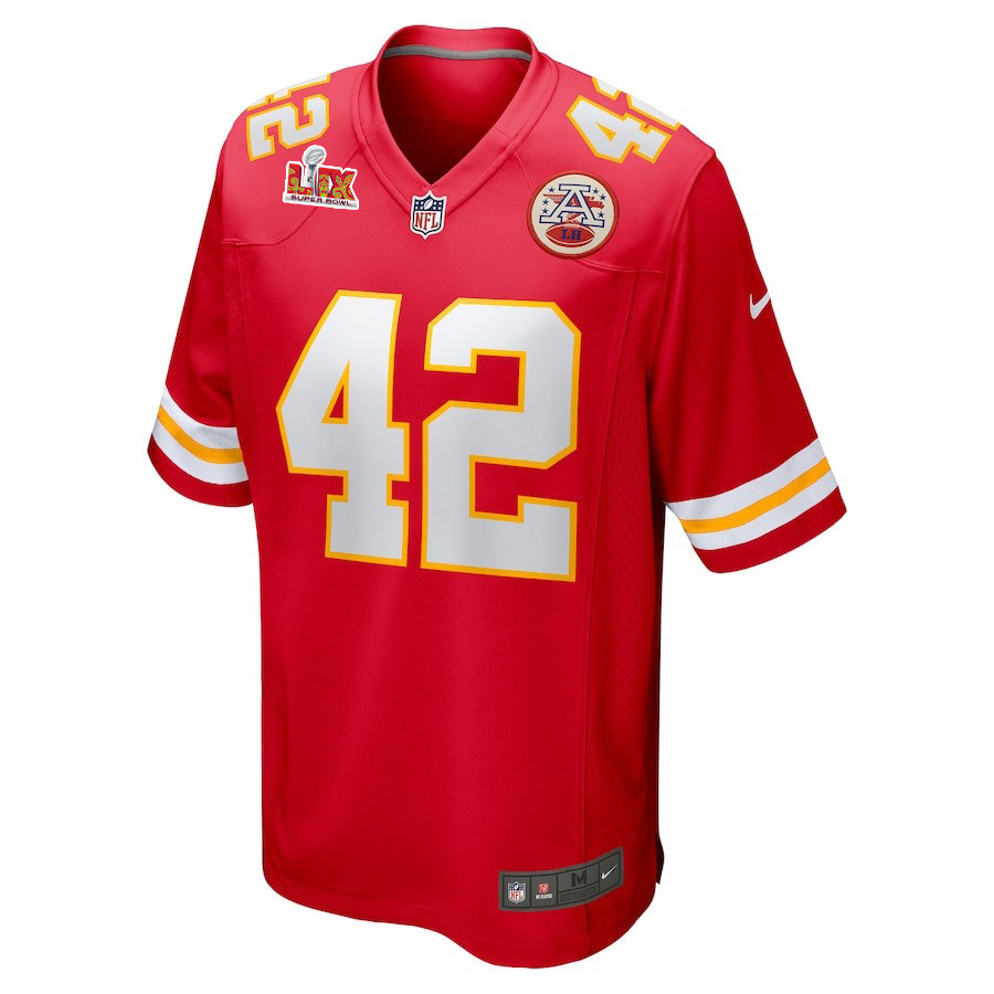 Carson Steele #42 Kansas City Chiefs Super Bowl LIX YOUTH Jersey - Red JS5988 nicesnker - Image 2