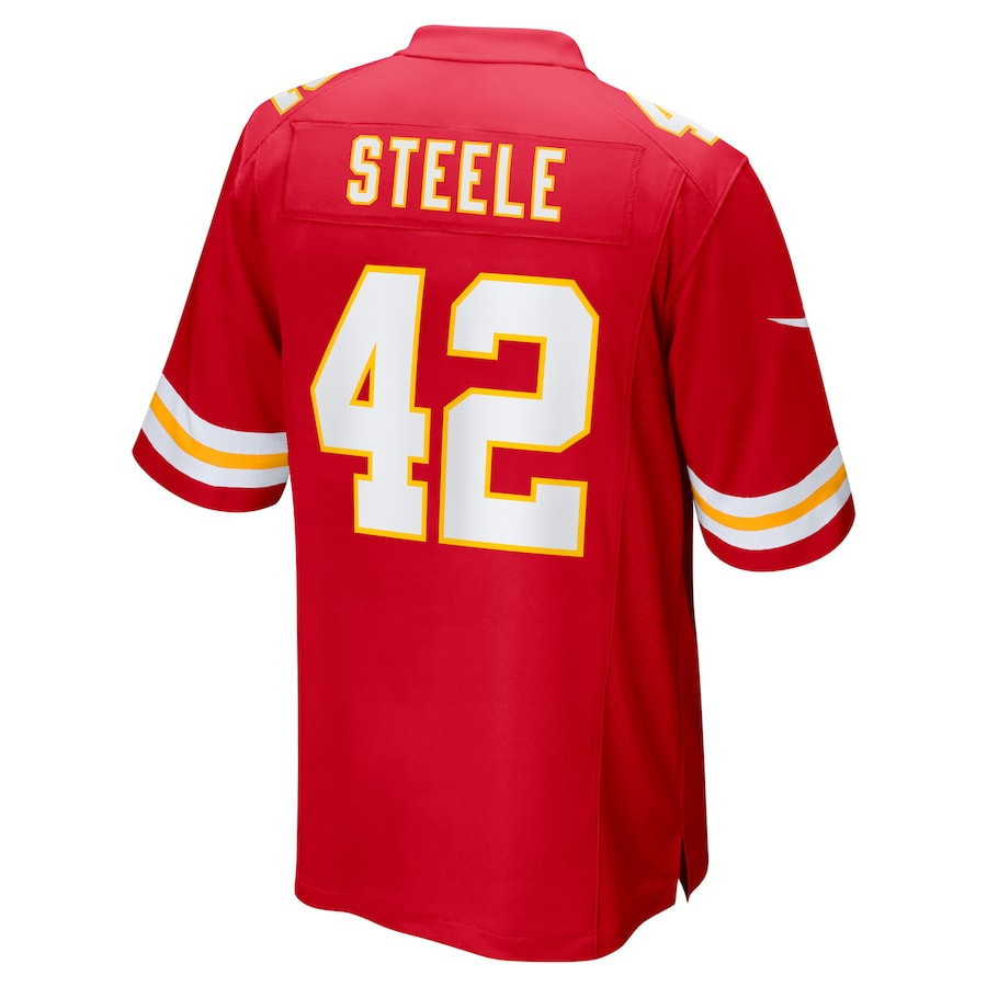 Carson Steele #42 Kansas City Chiefs Super Bowl LIX YOUTH Jersey - Red JS5988 nicesnker - Image 3