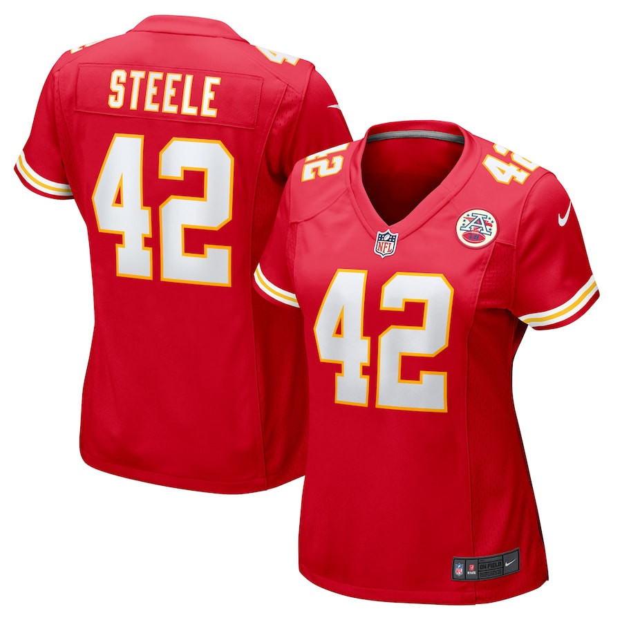 Carson Steele 42 Kansas City Chiefs Women's Game Jersey - Red JS6554 nicesnker