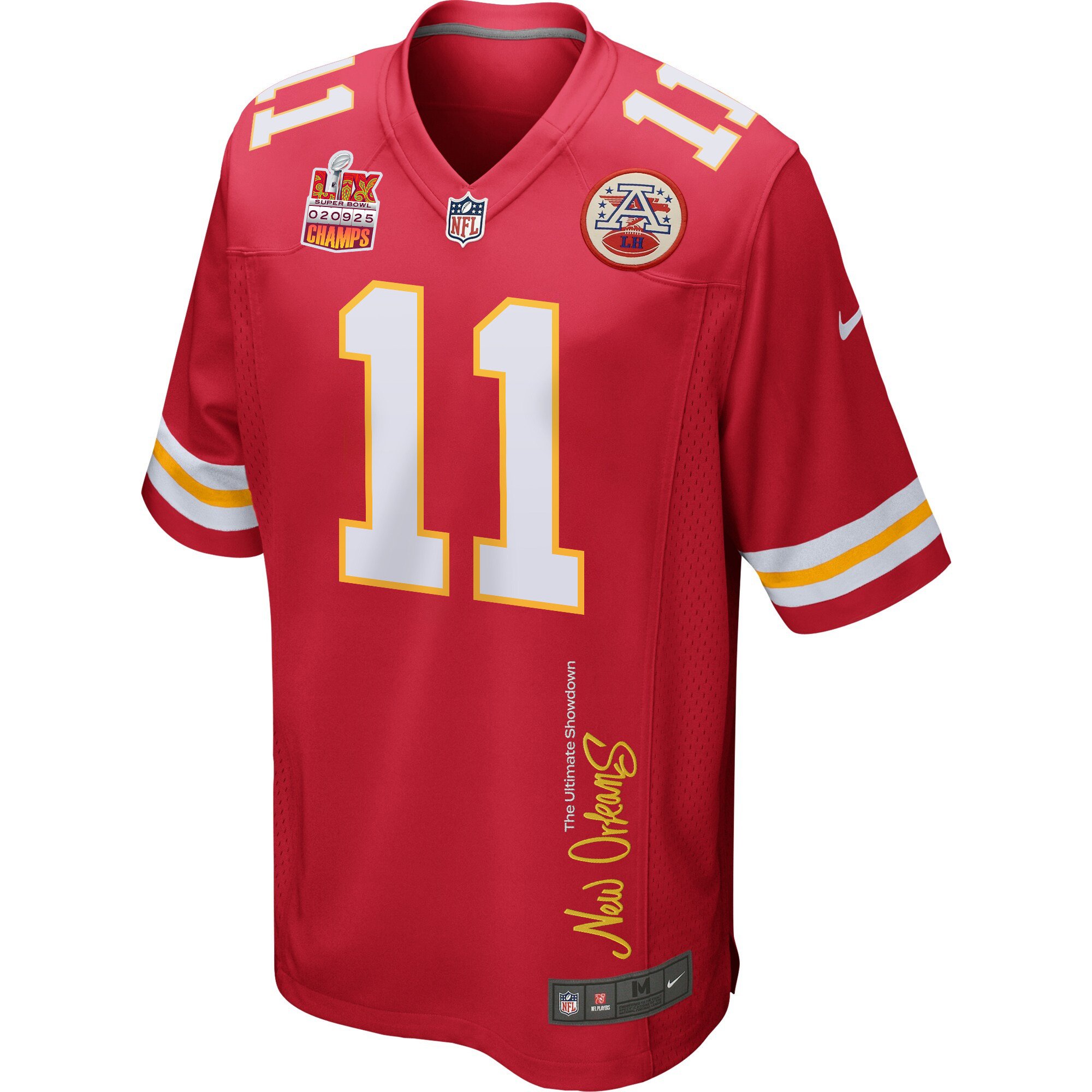 Carson Wentz 11 Kansas City Chiefs Super Bowl LIX Champions Patch 'New Orleans - The Ultimate Showdown' EMBROIDERED Game Men Jersey - Red JS3667 nicesnker - Image 3