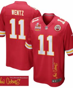 Carson Wentz 11 Kansas City Chiefs Super Bowl LIX Champions Patch 'New Orleans - The Ultimate Showdown' EMBROIDERED Game Men Jersey - Red JS3667 nicesnker