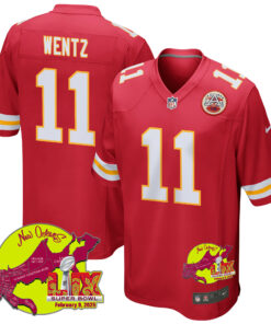 Carson Wentz 11 Kansas City Chiefs Super Bowl LIX New Orleans Patch Game Men Jersey - Red JS6178 nicesnker