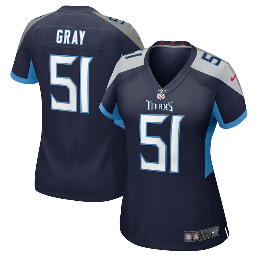 Cedric Gray 51 Tennessee Titans Women's Game Jersey - Navy JS9960 nicesnker