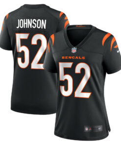 Cedric Johnson 52 Cincinnati Bengals Women's Game Jersey - Black JS5003 nicesnker