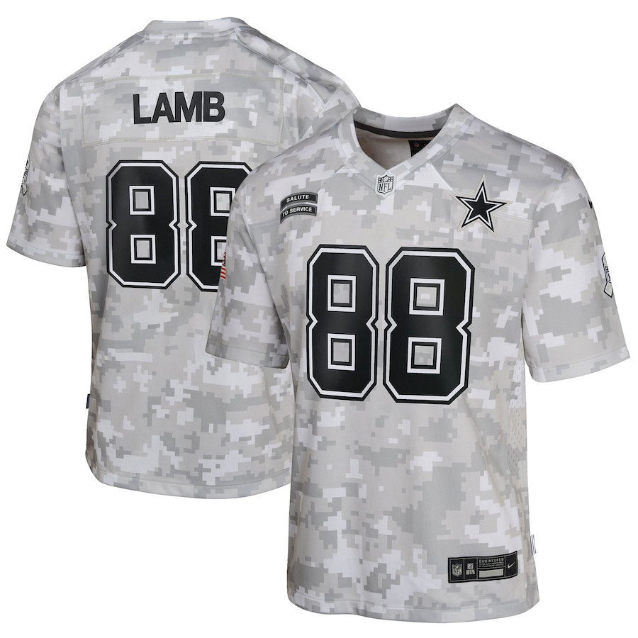 CeeDee Lamb 88 Dallas Cowboys 2024 Salute to Service Game YOUTH Jersey - Arctic Camo JS1140 nicesnker