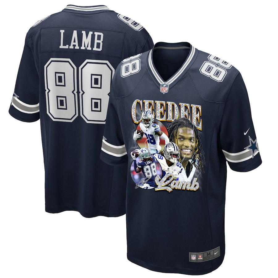 CeeDee Lamb 88 Dallas Cowboys Cee Works Hard Home Game Men Jersey - Navy JS3801 nicesnker