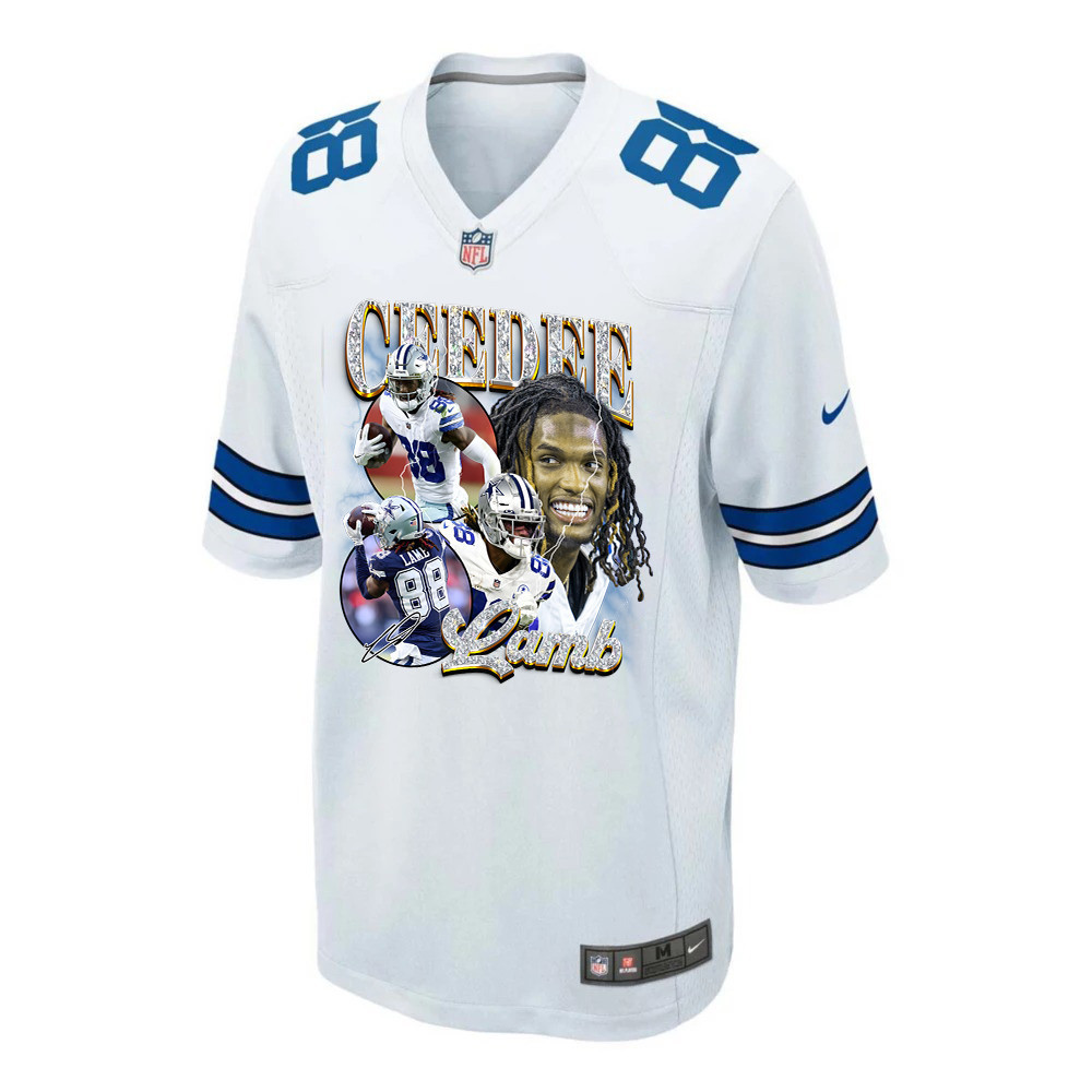 CeeDee Lamb 88 Dallas Cowboys Cee Works Hard Home Game Men Jersey - White JS2514 nicesnker - Image 2