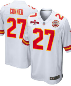 Chamarri Conner 27 Kansas City Chiefs AFC Champions Patch Game Men Jersey - White JS6324 nicesnker