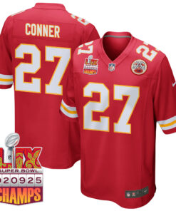 Chamarri Conner 27 Kansas City Chiefs Super Bowl LIX Champions Patch Game Men Jersey - Red JS2622 nicesnker