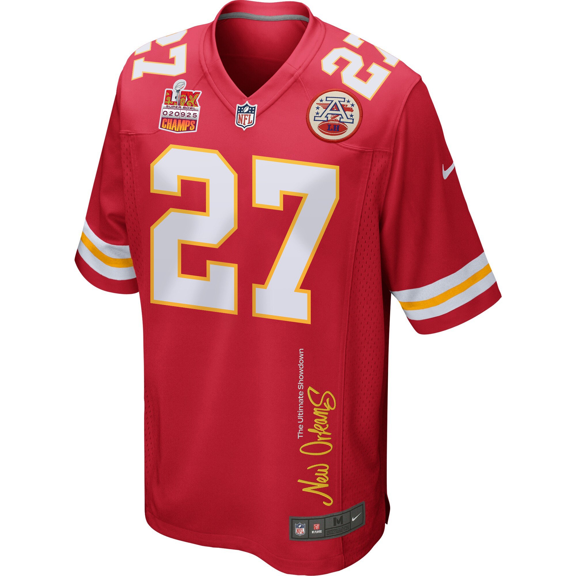 Chamarri Conner 27 Kansas City Chiefs Super Bowl LIX Champions Patch 'New Orleans - The Ultimate Showdown' EMBROIDERED Game Men Jersey - Red JS5873 nicesnker - Image 3