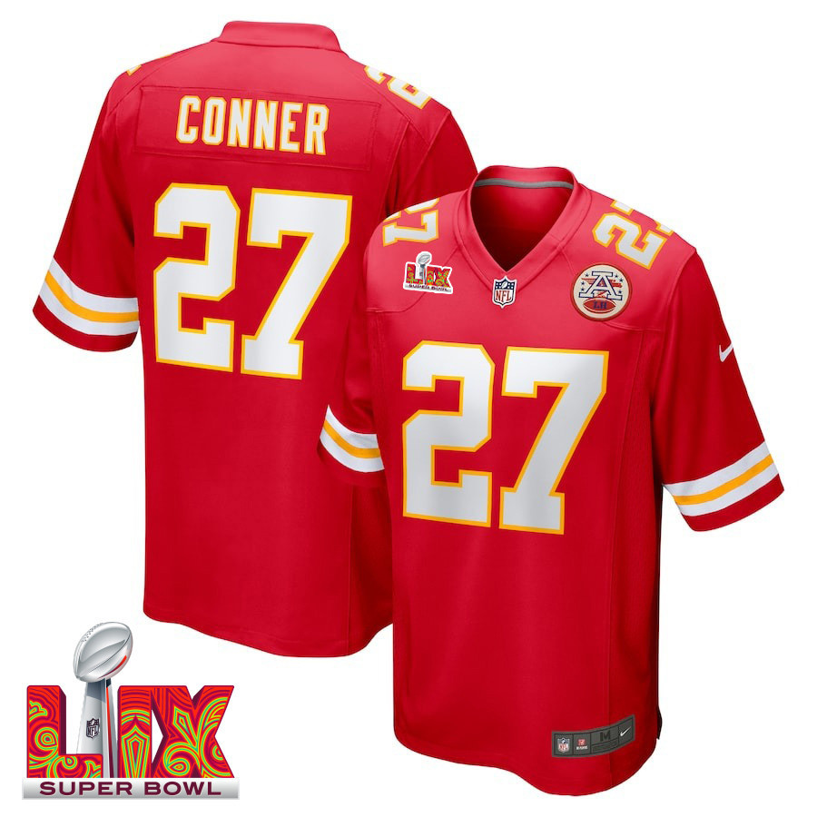 Chamarri Conner #27 Kansas City Chiefs Super Bowl LIX Jersey - Men's - Red JS9020 nicesnker