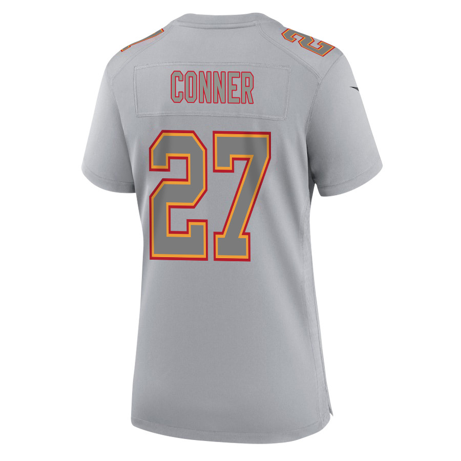 Chamarri Conner 27 Kansas City Chiefs Super Bowl LVIII Champions 4 Stars Patch Atmosphere Fashion Game Women Jersey - Gray JS5488 nicesnker - Image 3