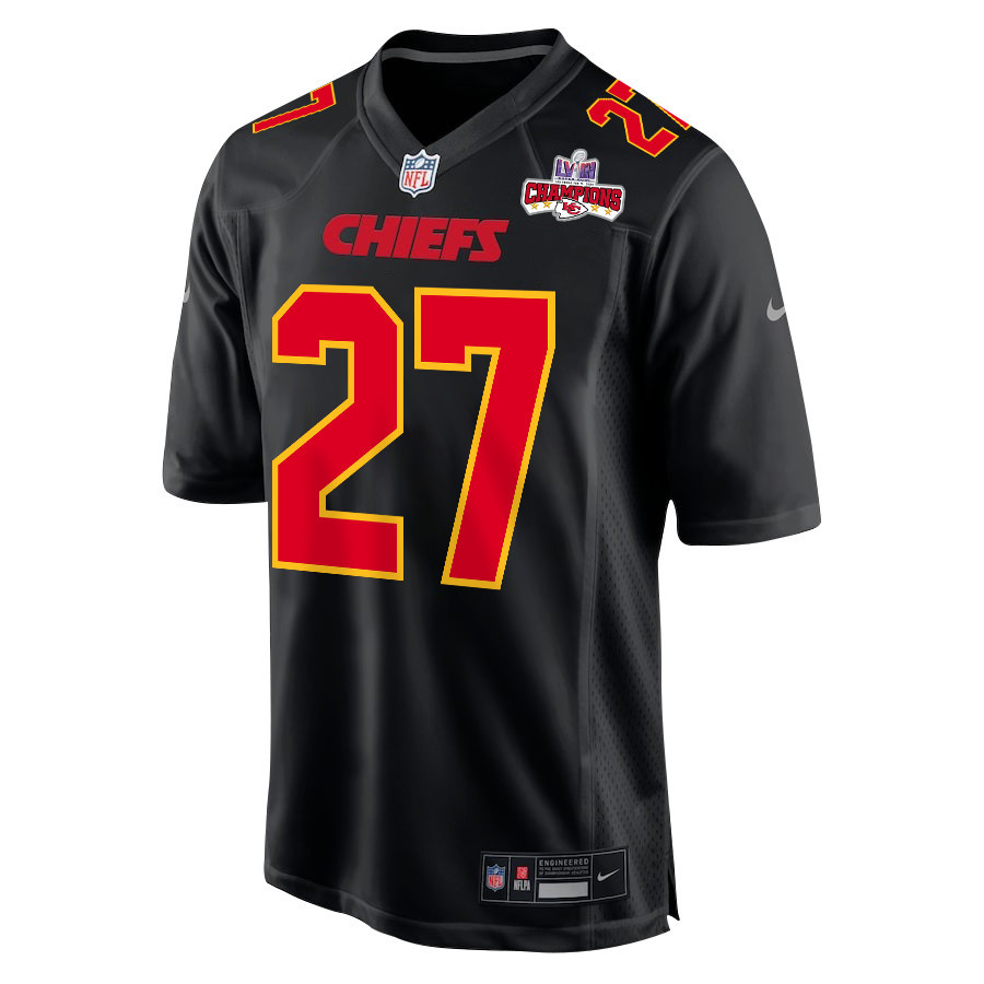 Chamarri Conner 27 Kansas City Chiefs Super Bowl LVIII Champions 4 Stars Patch Fashion Game Men Jersey - Carbon Black JS4209 nicesnker - Image 2