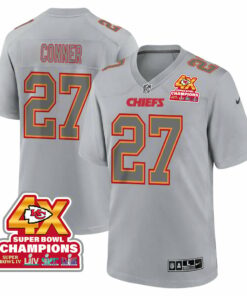 Chamarri Conner 27 Kansas City Chiefs Super Bowl LVIII Champions 4X Atmosphere Fashion Game Men Jersey - Gray JS3631 nicesnker