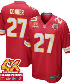 Chamarri Conner 27 Kansas City Chiefs Super Bowl LVIII Champions 4X Game Men Jersey - Red JS8920 nicesnker