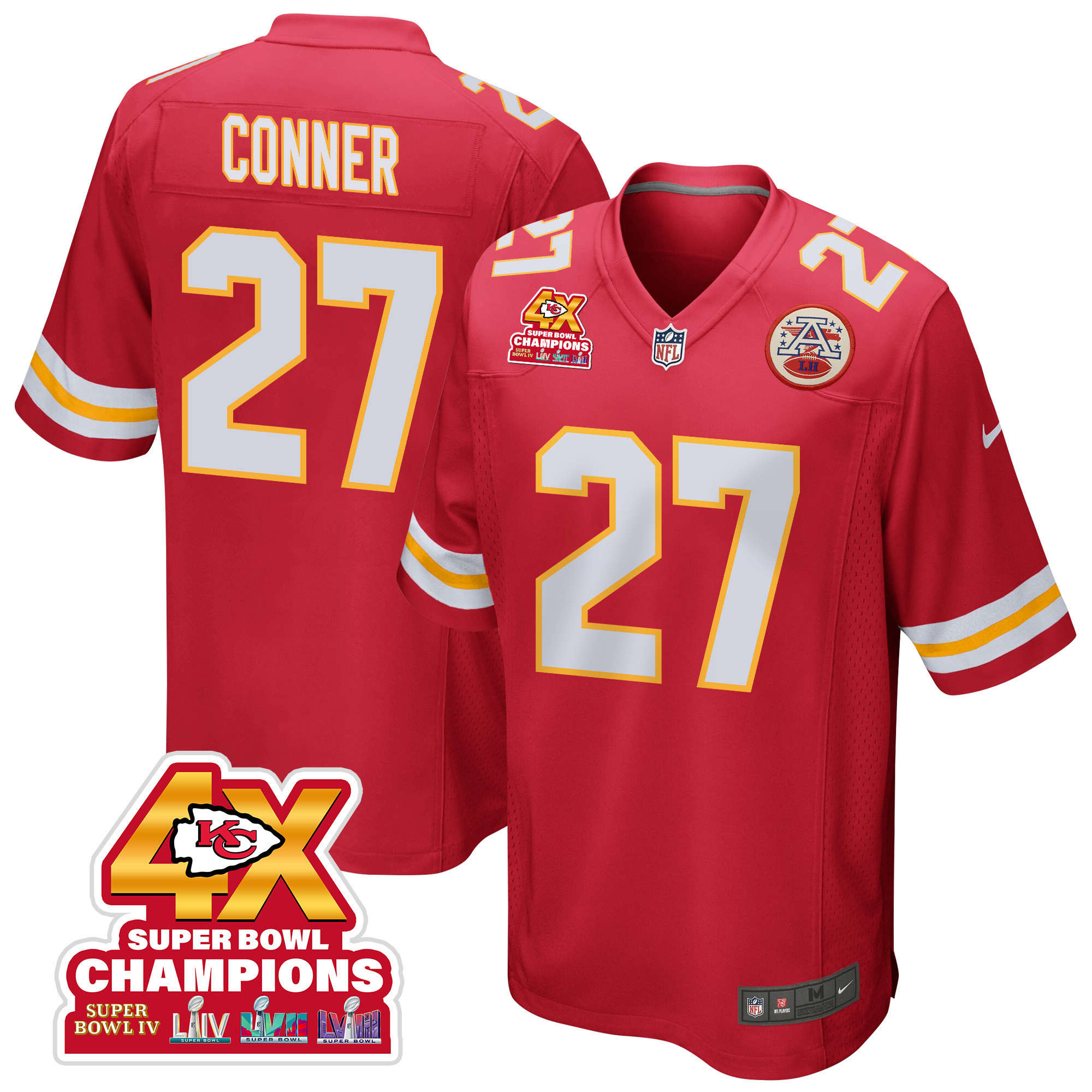 Chamarri Conner 27 Kansas City Chiefs Super Bowl LVIII Champions 4X Game Men Jersey - Red JS8920 nicesnker