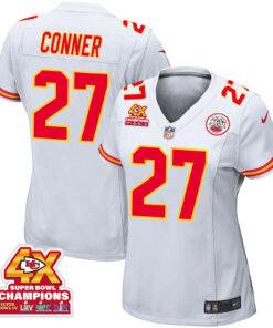 Chamarri Conner 27 Kansas City Chiefs Super Bowl LVIII Champions 4X Game Women Jersey - White JS1948 nicesnker