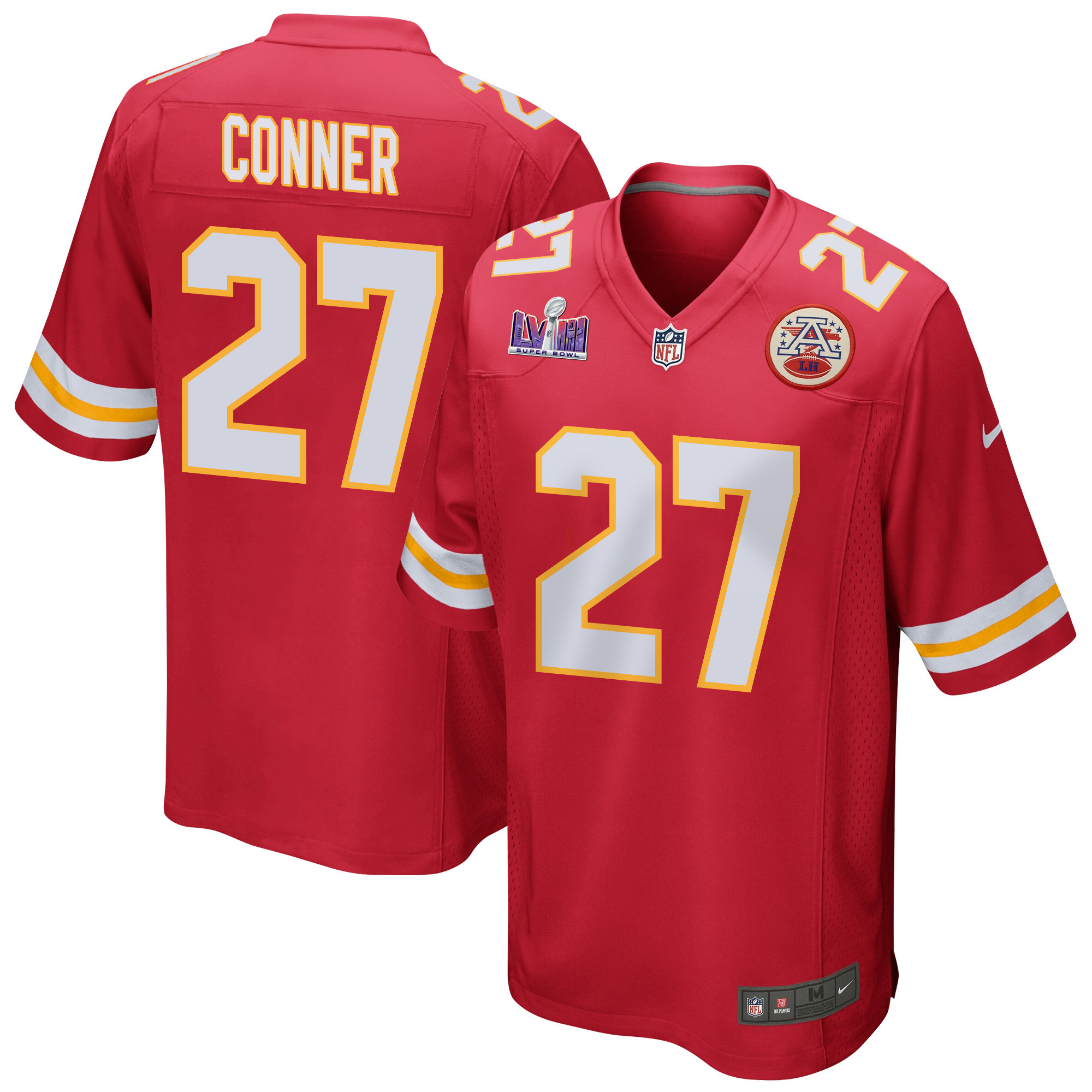Chamarri Conner 27 Kansas City Chiefs Super Bowl LVIII Patch Game Men Jersey - Red JS1155 nicesnker