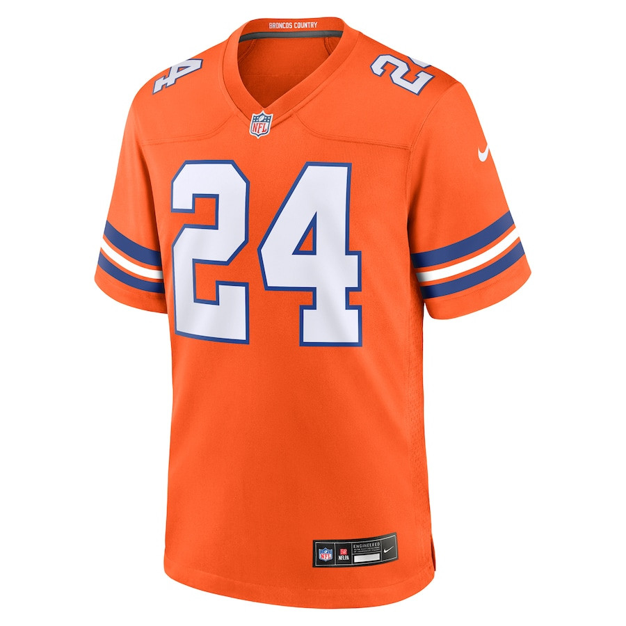 Champ Bailey 24 Denver Broncos Mile High Collection 1977 Throwback Retired Player Game Men Jersey - Orange JS6368 nicesnker - Image 2