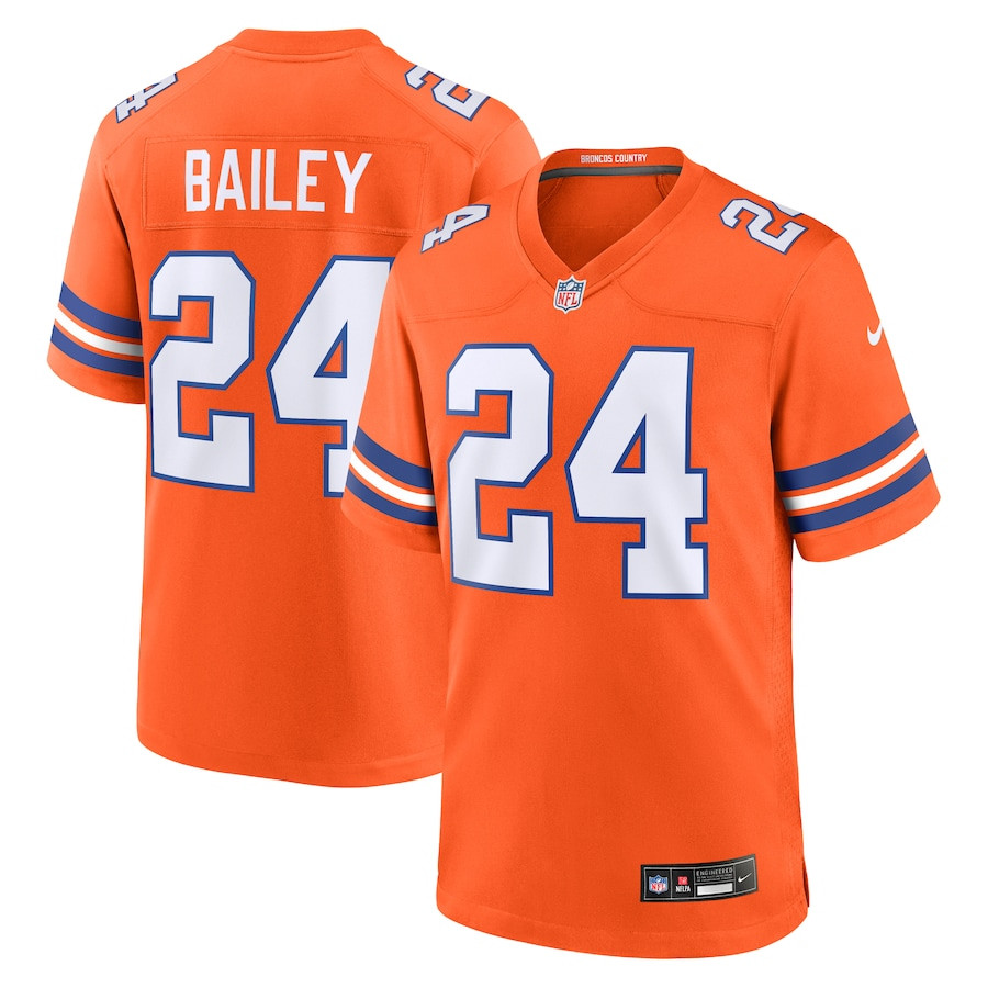 Champ Bailey 24 Denver Broncos Mile High Collection 1977 Throwback Retired Player Game Men Jersey - Orange JS6368 nicesnker