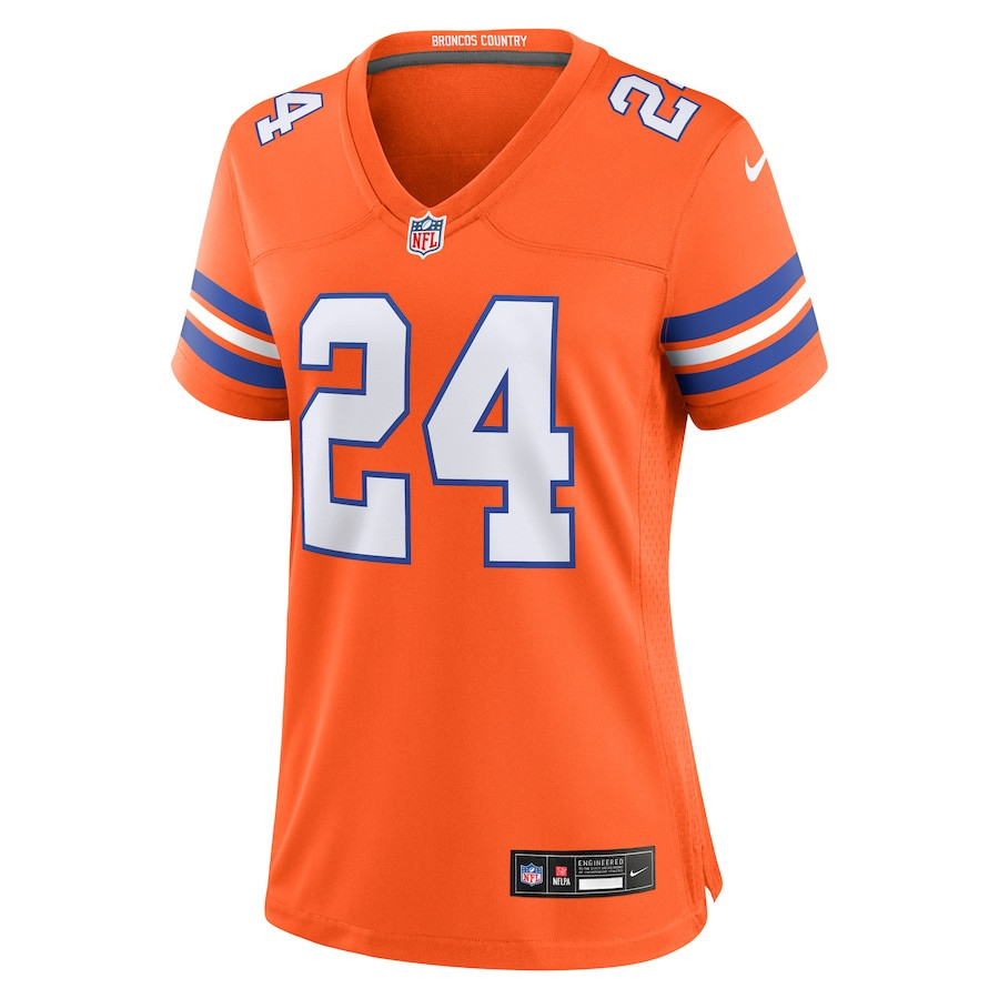 Champ Bailey 24 Denver Broncos Women's Mile High Collection 1977 Throwback Retired Player Game Jersey - Orange JS4251 nicesnker - Image 2