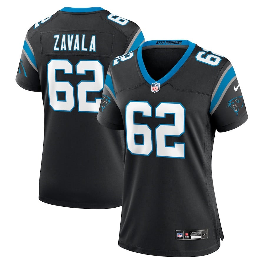 Chandler Zavala 62 Carolina Panthers Women's Game Jersey - Black JS4087 nicesnker