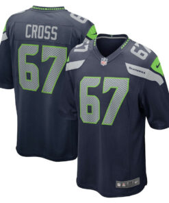 Charles Cross 67 Seattle Seahawks Men Game Jersey - Navy JS7403 nicesnker