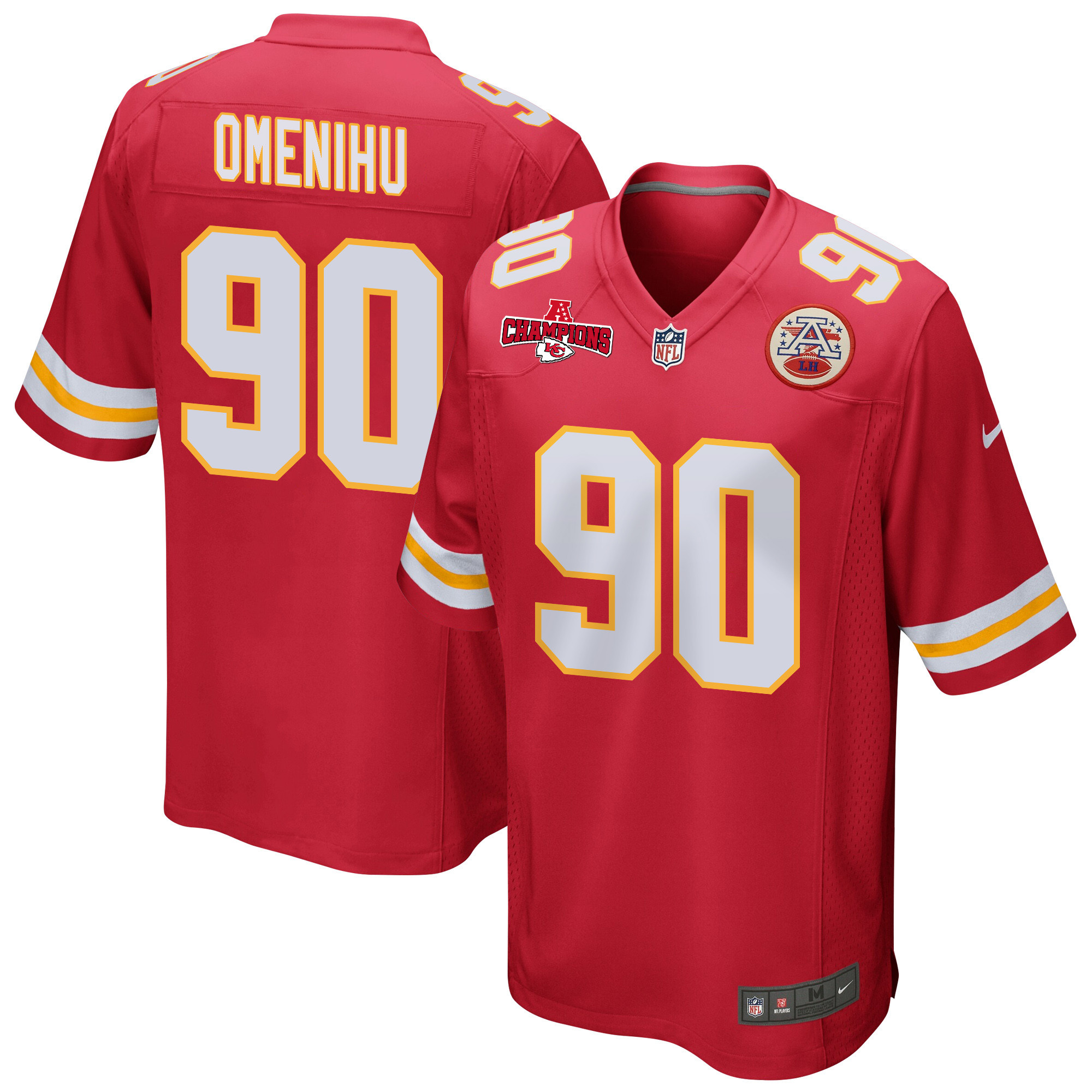 Charles Omenihu 90 Kansas City Chiefs AFC Champions Patch Game Men Jersey - Red JS1234 nicesnker