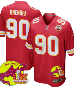 Charles Omenihu 90 Kansas City Chiefs Super Bowl LIX New Orleans Patch Game Men Jersey - Red JS5300 nicesnker