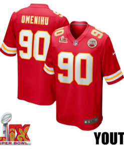 Charles Omenihu #90 Kansas City Chiefs Super Bowl LIX YOUTH Jersey - Red JS4047 nicesnker
