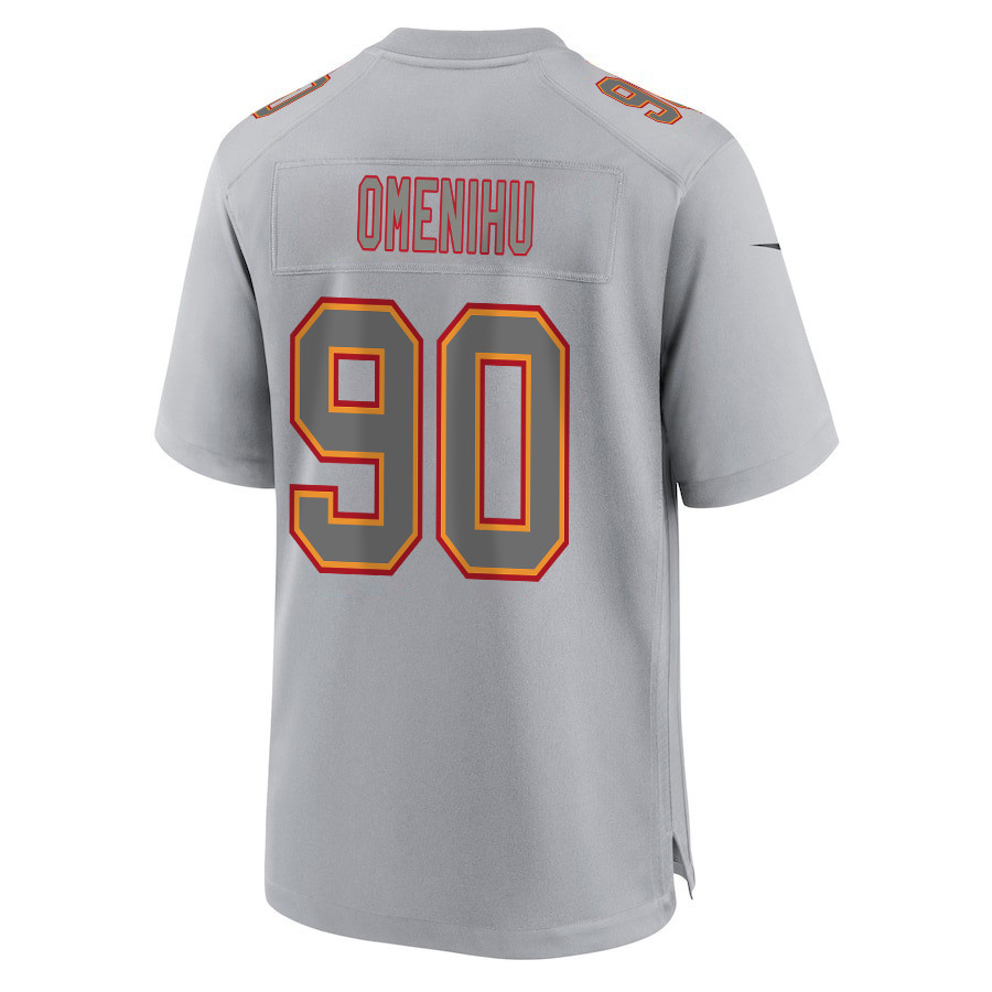 Charles Omenihu 90 Kansas City Chiefs Super Bowl LVIII Champions 4 Stars Patch Atmosphere Fashion Game Men Jersey - Gray JS1364 nicesnker - Image 3