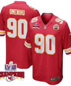 Charles Omenihu 90 Kansas City Chiefs Super Bowl LVIII Champions 4 Stars Patch Game Men Jersey - Red JS2814 nicesnker