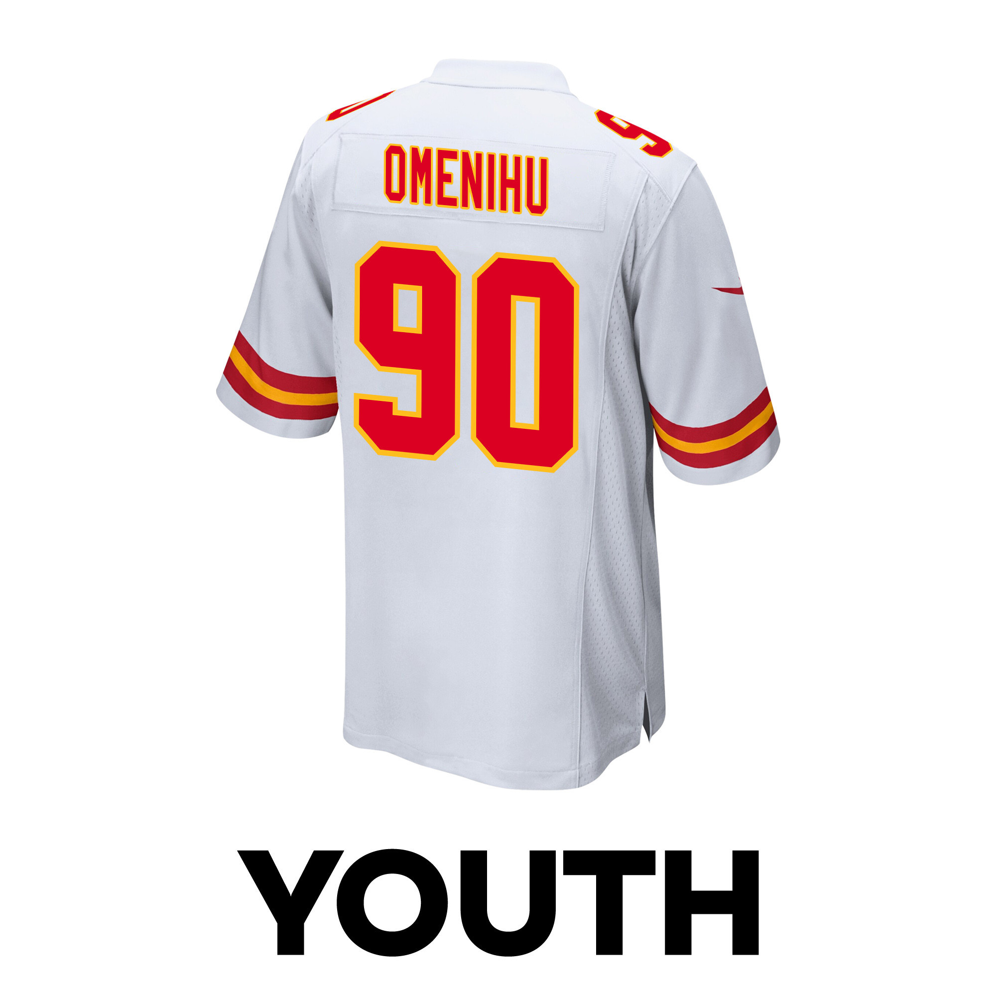 Charles Omenihu 90 Kansas City Chiefs Super Bowl LVIII Champions 4 Stars Patch Game YOUTH Jersey - White JS6952 nicesnker - Image 3