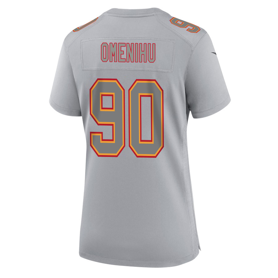 Charles Omenihu 90 Kansas City Chiefs Super Bowl LVIII Champions 4X Atmosphere Fashion Game Women Jersey - Gray JS2488 nicesnker - Image 3