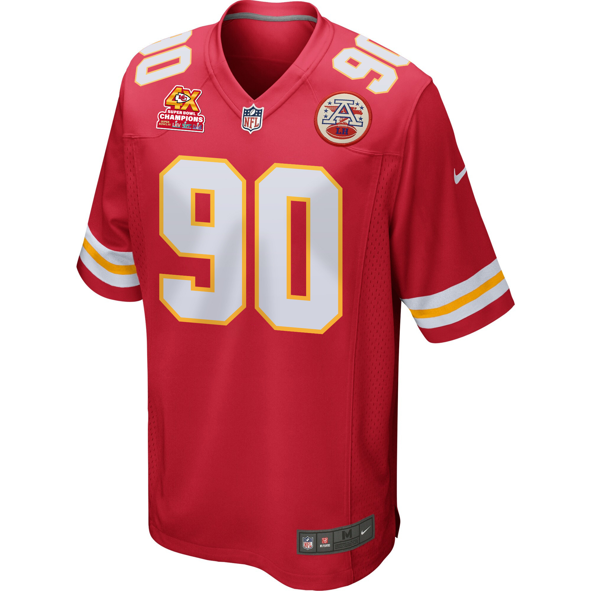 Charles Omenihu 90 Kansas City Chiefs Super Bowl LVIII Champions 4X Game Men Jersey - Red JS2244 nicesnker - Image 2