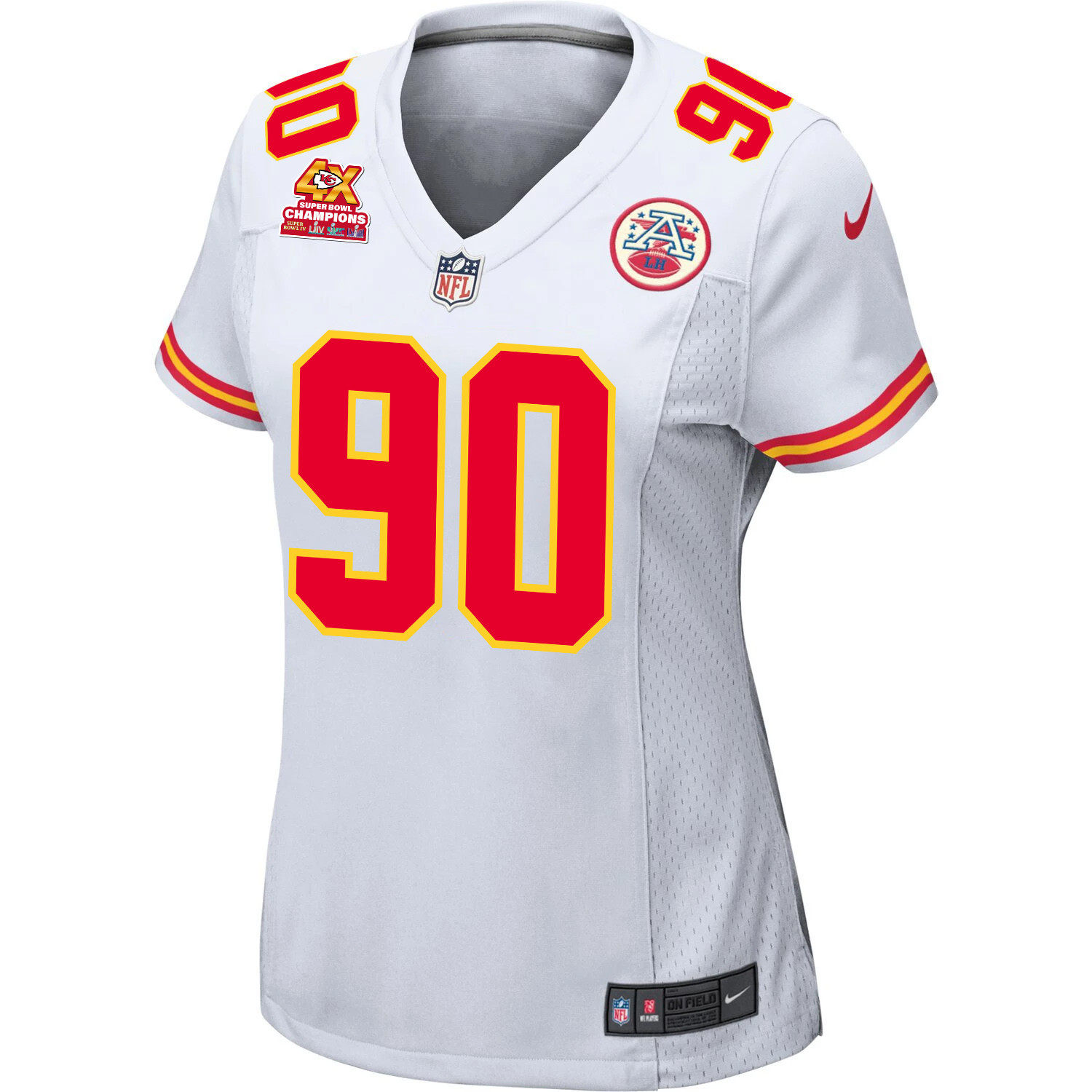 Charles Omenihu 90 Kansas City Chiefs Super Bowl LVIII Champions 4X Game Women Jersey - White JS1997 nicesnker - Image 2