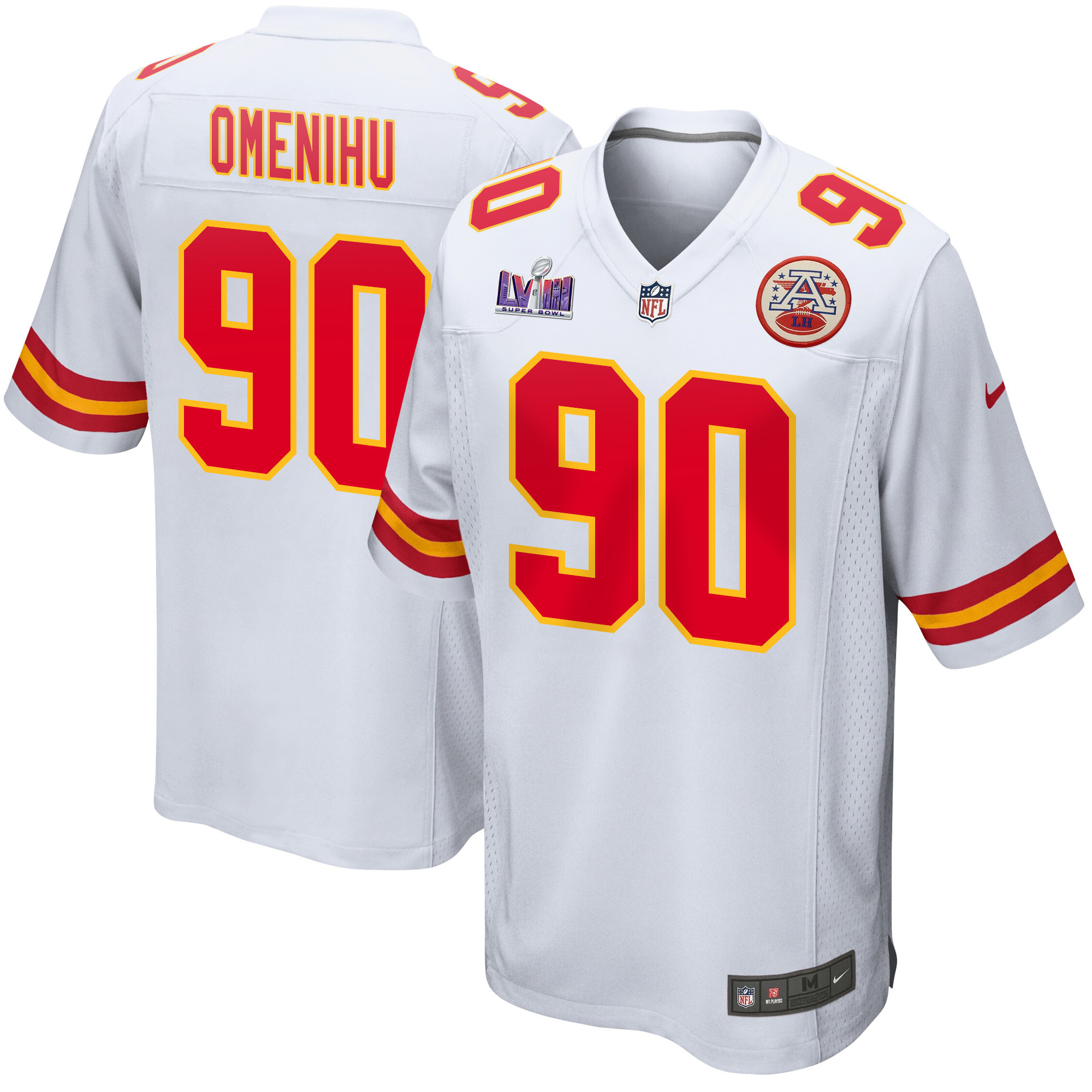 Charles Omenihu 90 Kansas City Chiefs Super Bowl LVIII Patch Game Men Jersey - White JS5588 nicesnker