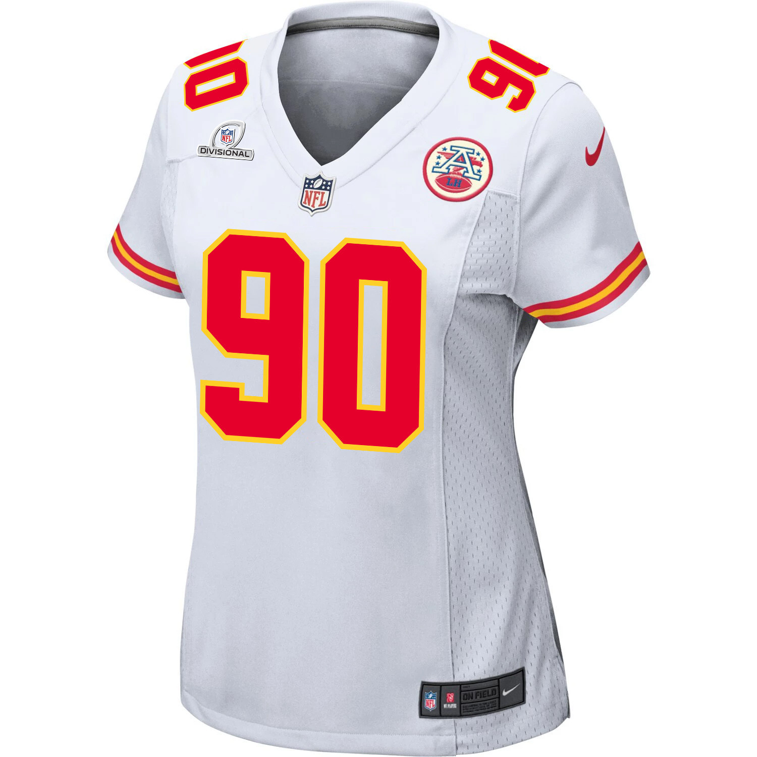 Charles Omenihu 90 Kansas City Chiefs Super Bowl LVIII Patch Game Women Jersey - White JS7632 nicesnker - Image 2